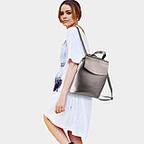 Рюкзак жіночий шкіряний з клапаном (бронзовий), фото 2