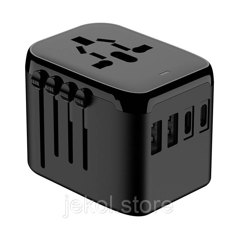 Универсальный сетевой адаптер для зарядки с 4 портами — 2x USB-A и 2x USB-C, Travel Adapter для путешествий и дома, компактное, фото 1