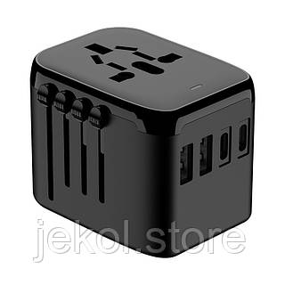 Универсальный сетевой адаптер для зарядки с 4 портами — 2x USB-A и 2x USB-C, Travel Adapter для путешествий и дома, компактное