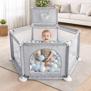 Манеж для ігор в будинку для дітей 130х65х100см дитяча огорожа манеж зі швидкою збіркою та баскетбольним кільцем