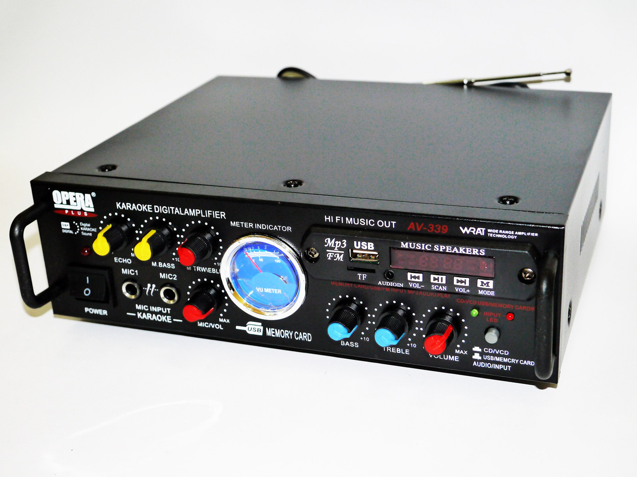 Підсилювач звуку Opera AV-339A + USB + Fm + Mp3 + КАРАОКЕ, фото 1