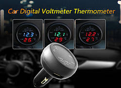Зарядка USB 3в1 тестер/вольтметр/термометр в прикурювач авто