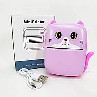 Портативный детский термопринтер с Bluetooth A8 Cat мини принтер для телефона Pink