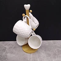 Набір кухлів на підставці Interos PJ02850-89955 5 предметів білий fresh