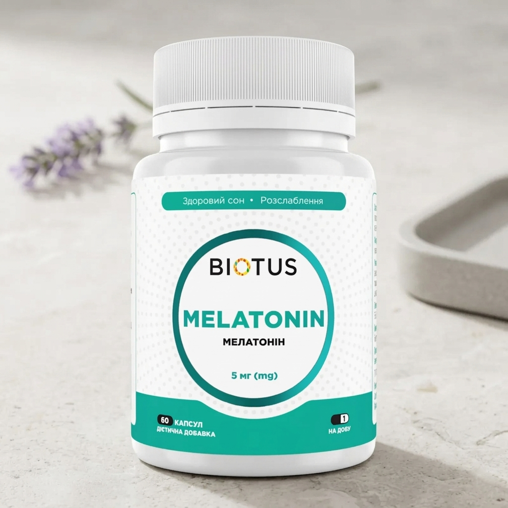 Мелатонин 5 мг 60 капсул – Biotus Melatonin для сна и восстановления нервной системы, фото 1