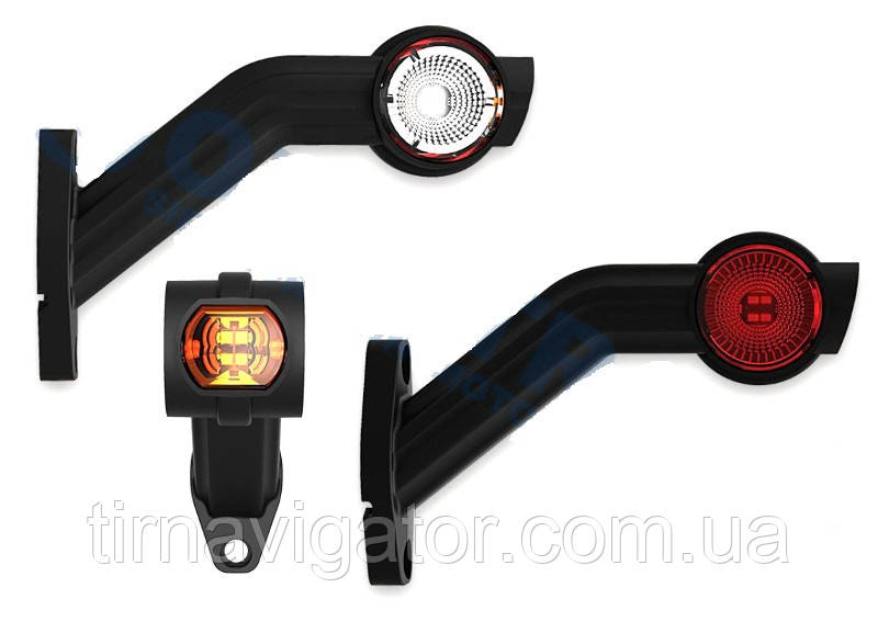 Габаритний-ріг бічний LED (45* довгий, біло-червоно-жовтий, правий) (FT-140)