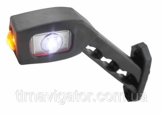 Габарит LED ріжок 45* довгий біло-черв-жовт косий лівий (LD518) L