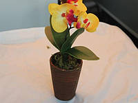 Искусственный цветок «орхидея» в горшочке