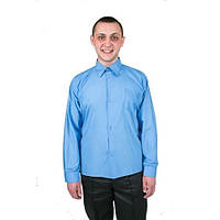 0154 Рубашка голубая с длинным рукавом