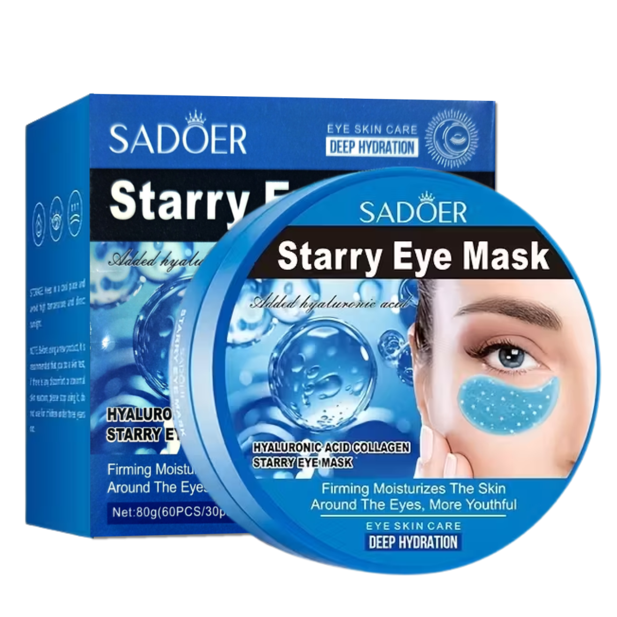 Патчи під очі зволожувальні Sadoer Hyaluronic Acid Collagen з колагеном, 60 шт., фото 1