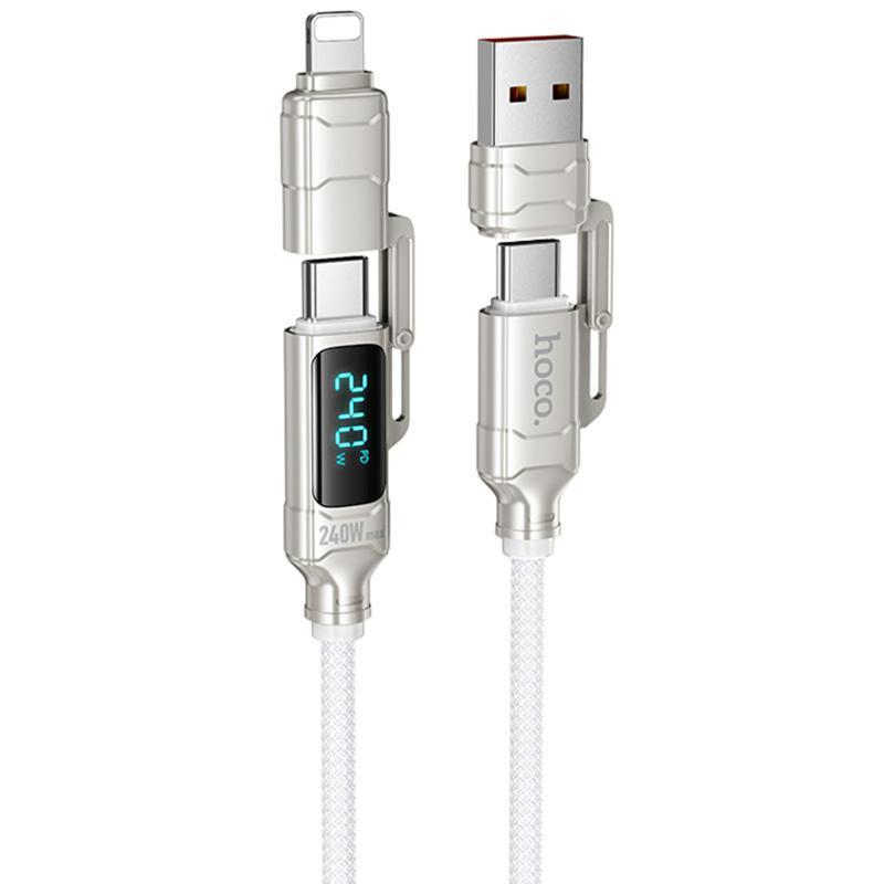 Дата кабель Hoco U152 Fortune 4in1 Type-C to Lightning/Type-C to USB 240W (1.2m), фото 1