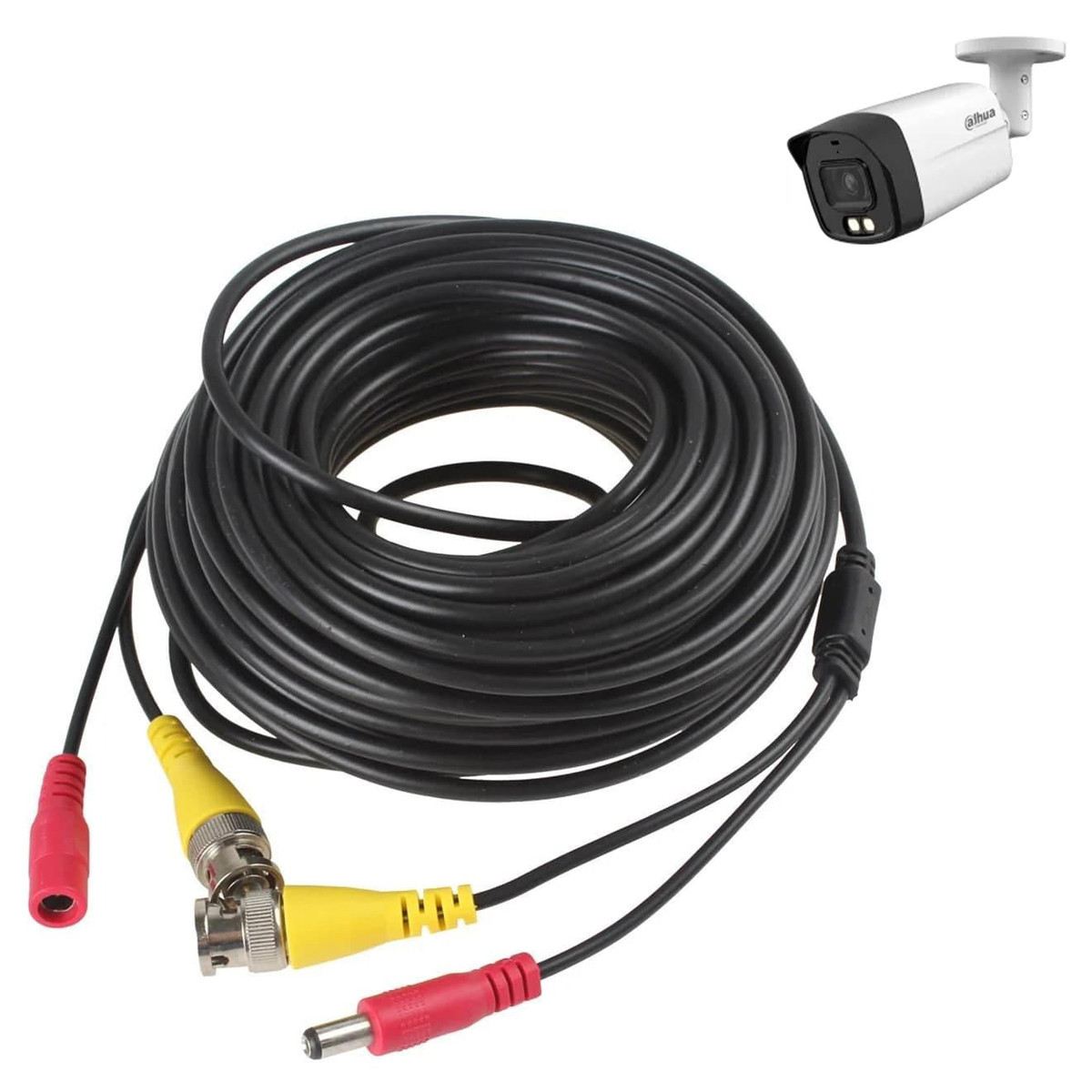 Кабель для камери відеоспостереження BNC+DC Чорний, 50 метрів, кабель для підключення камери відеоспостереження