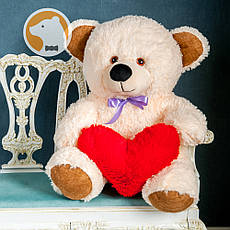Плюшевий ведмедик Томмі із серцем, 70 см, кремовий