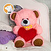 Плюшевий ведмедик Томмі із серцем, 70 см, рожевий, фото 3