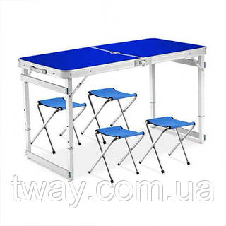 Стол и стулья для пикника с усиленными ножками Folding Table Синий