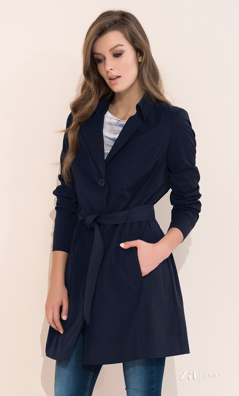 Купить Женский плащ Melia Zaps темно-синего цвета. 48, цена 1785 ...
