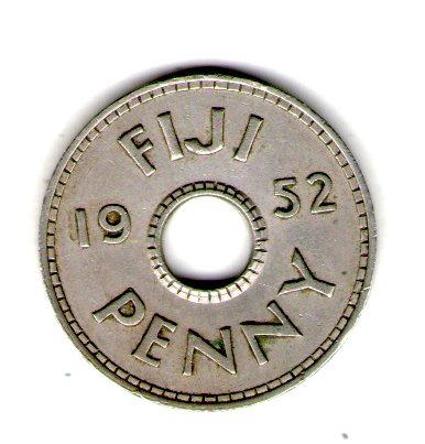 Фіджі › Король Георг VI 1 пенні, 1952 рік Мідно-нікелевий сплав, 6.5g, ø 26mm №3401