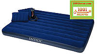 Двухместный надувной матрац с насосом и подушками Intex 68765, размер 203х152х22 см.