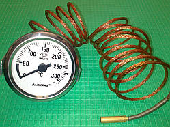 Термометр металевий капілярний Ø-60 мм. / 0-300"С / 2-метра .Виробництво Туреччина PAKKENS