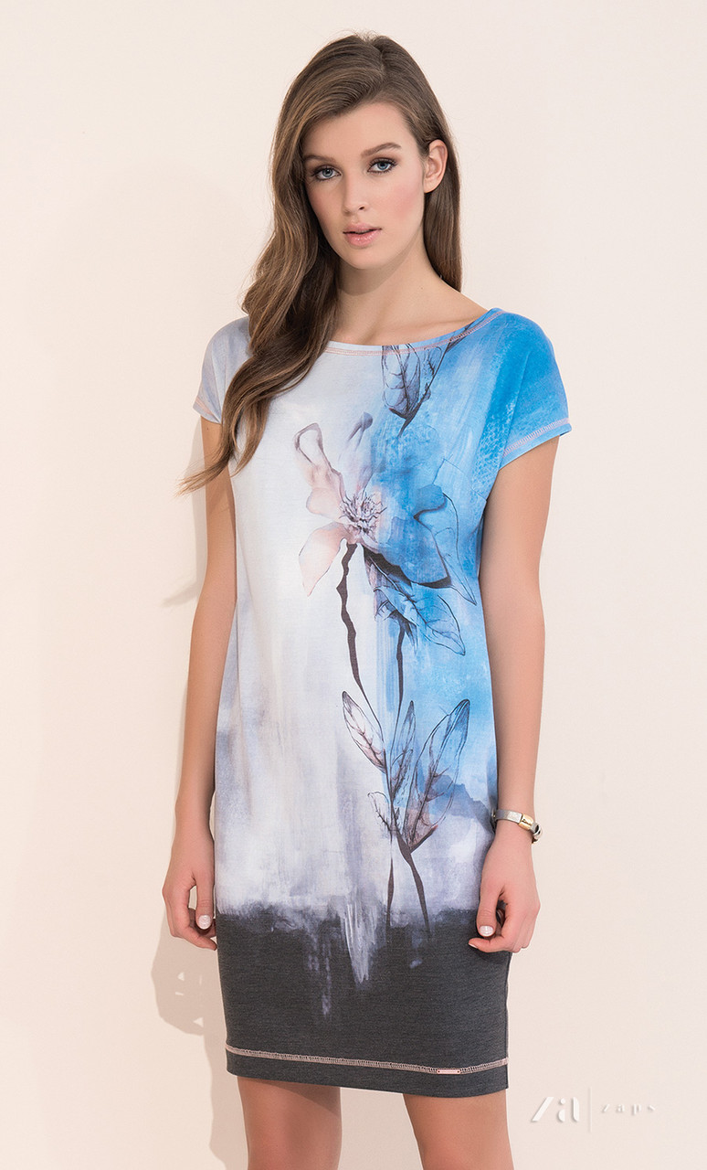 Летнее повседневное платье с цветочным рисунком, короткий рукав. Модель Torri Zaps, размер S - фото 1 - id-p505598093