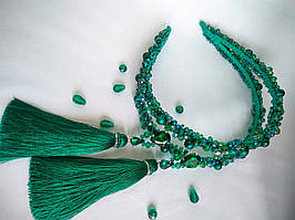 Смарагдові подвійні обідки та сережки пензлика