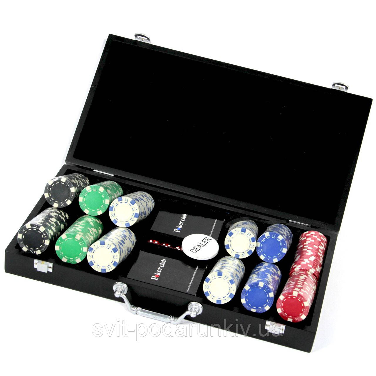 Покерний набір на 300 фішок і пластикові гральні картки Poker Club, фото 1