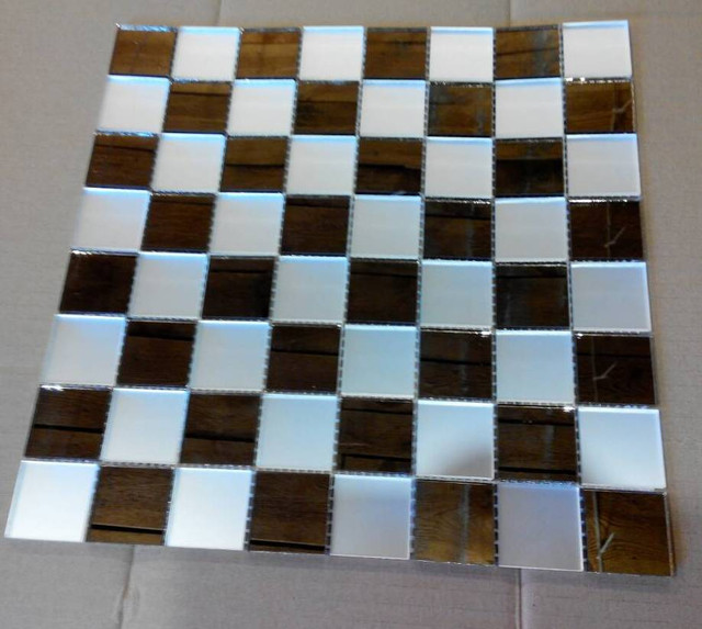 Зеркальная мозаика шахматка бронза Vivacer ZM-04
