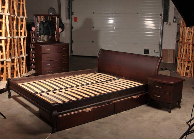 Ліжко двоспальне дерев'яне Парус ( Ліжко Ніколь), колір та розмір на вибір 160*200 білий, фото 2