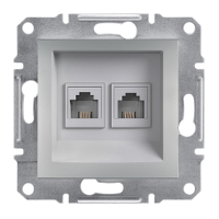 Розетка подвійна телефонна RJ11 на 4 контакту Schneider Electric Asfora Алюміній EPH4200161