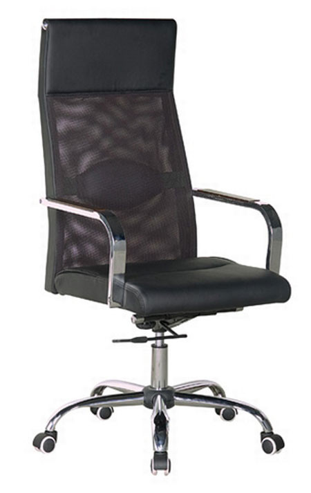 Кресло офисное компьютерное Небраска черное спинка-сетка, сиденье кожзам - фото 1 - id-p506108311