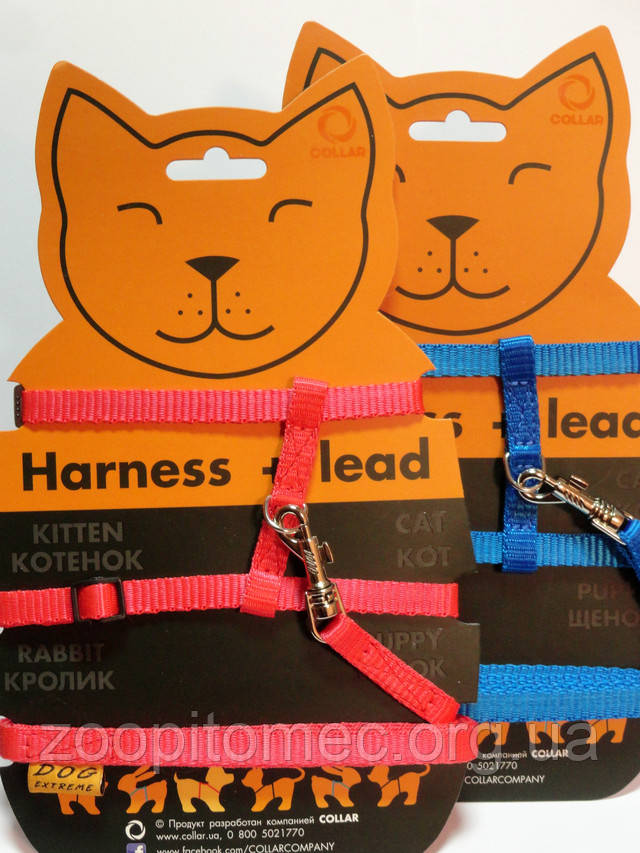 Шлея Dog Extreme нейлон для котів з держателем шир.10мм,A:20-30 см, B:25-40 см, довж.110 див. червона/синя Шлея Dog Extreme нейлон для котів з держателем шир.10мм,A:20-30 см, B:25-40 см, довж.110 див. червона/синя