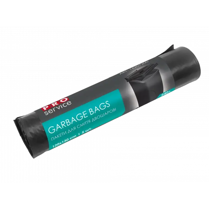 

Пакеты для мусора черные 2-слойные 240л 5шт Professional PRO service