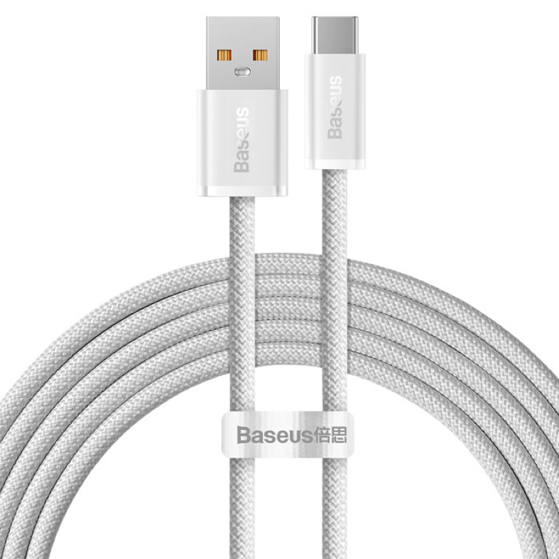 Кабель Baseus Dynamic Series Fast Charging Data Cable USB to Type-C 100W 1m White, фото 1