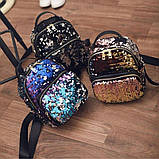 Рюкзак жіночий c паєтками міні (золотисто-рожевий), фото 3