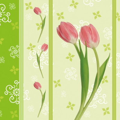 Декупажна серветка "Молодий тюльпан", 33 * 33 см, 18 г / м2, Maki, SLWI000701, 000701, фото 1
