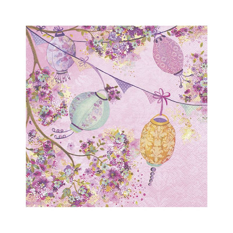 Декупажна серветка "Барвисті ліхтарі", рожеві, 33 * 33 см, 17,5 г / м2, ti-flair, 361339, фото 1