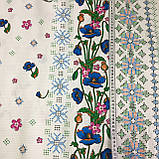 Вафельна тканина із синіми маками та вишивкою хрестиком, ширина 150 см, фото 3
