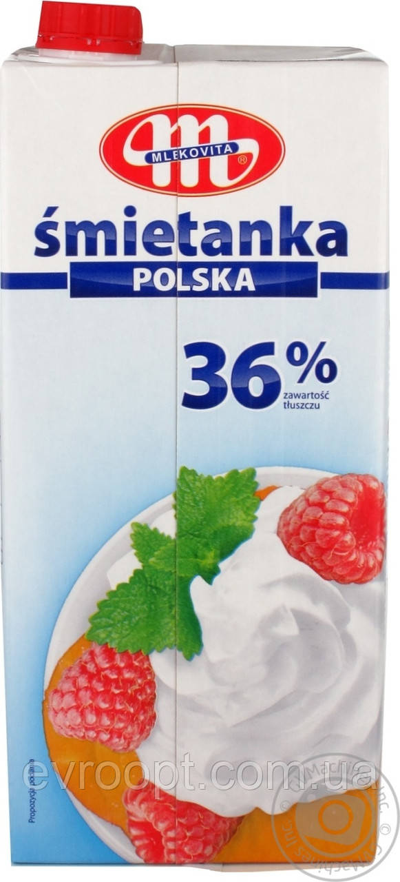Вершки Mlekovita Smietanka Polska 36% 1л, фото 1