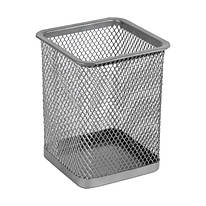 Підставка для ручок металева квадратна срібляста 80х80х100 мм Axent 2111-03-А, 31286