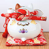 Котик Манекі-неко з віялом Удача й Багатство, фото 2