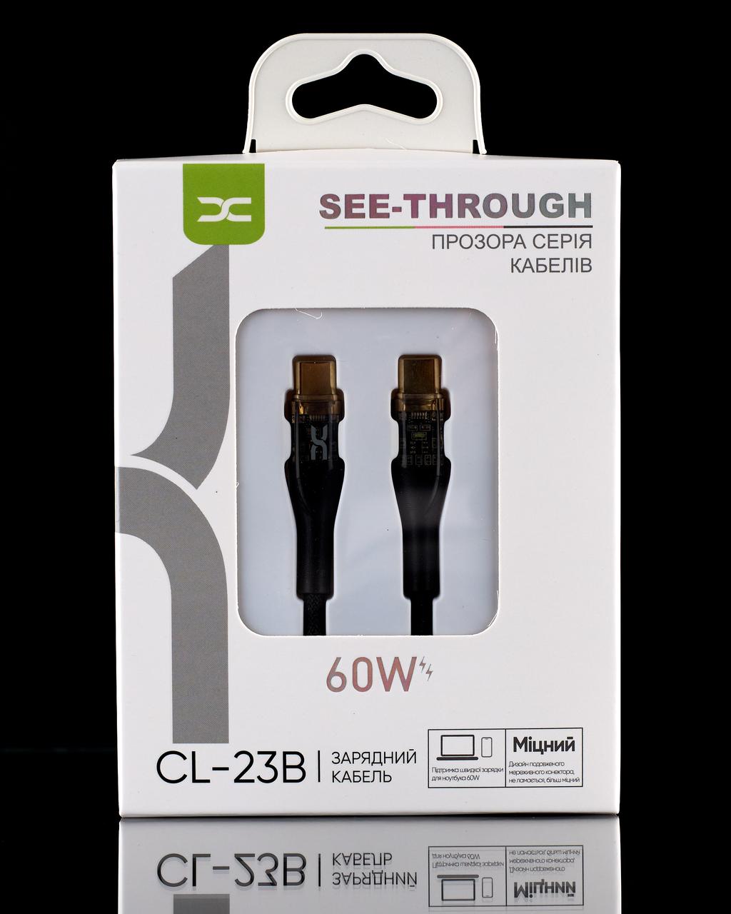 USB cable DC Type-C to Type-C (CL-23B) 60W черный, фото 1