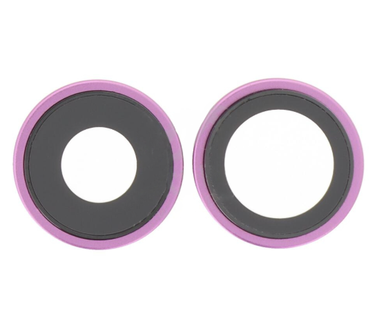 Скло камери для iPhone 16 /16 Plus рожеве, Pink + кільце, комплект 2 шт.