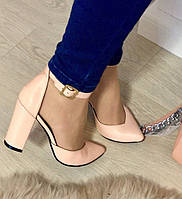 Mante! Красиві жіночі пудра-шкіри туфлі підбор 10 см весна літо осінь 35 розм