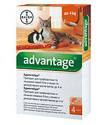 Advantage 40 - для котів вагою до 4кг і кроликів 1пипетка Bayer
