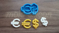 Силіконовий молд "Значок євро, долар"
