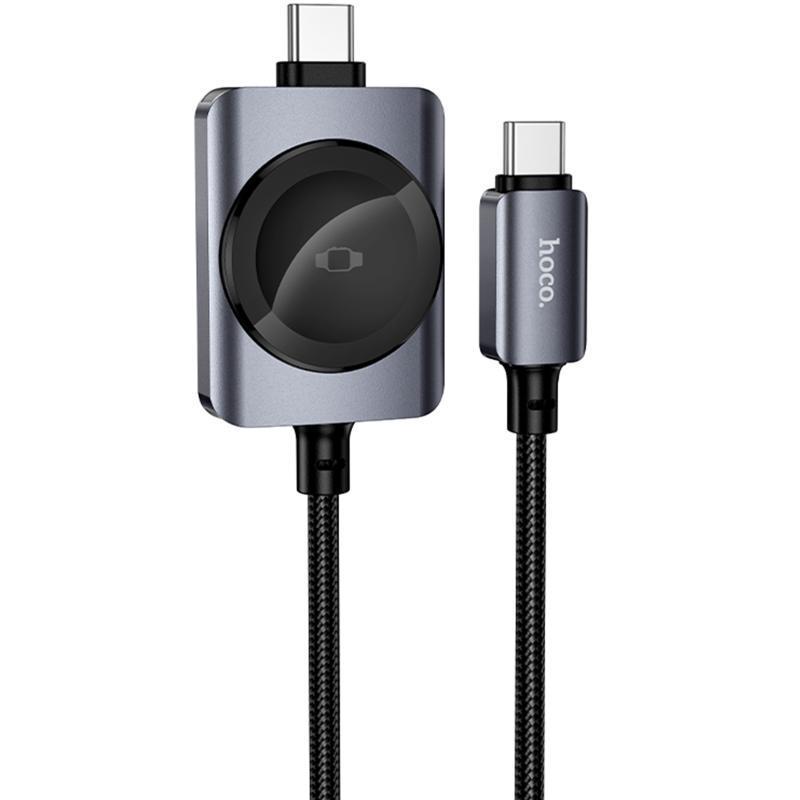 Дата кабель Hoco CW66 2in1 Type-C to iWatch/Type-C PD100W (1.2m) Black yk07 tdi, фото 1