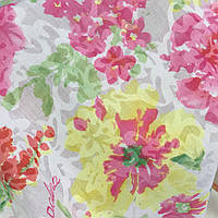 Батист-органза з рожевими та жовтими квітами