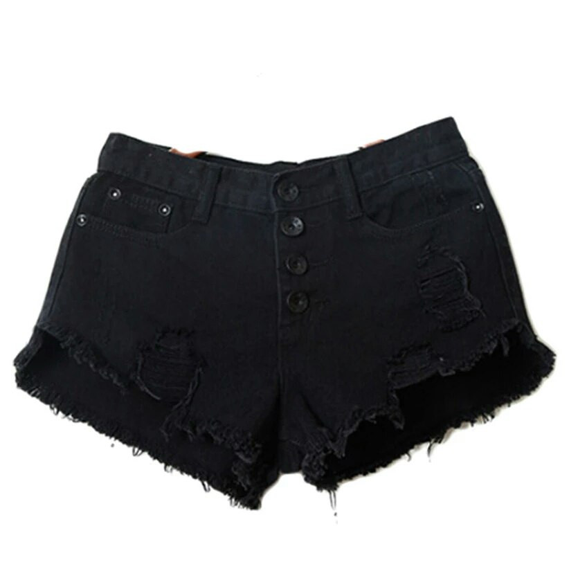 Шорты женские джинсовые (черные) - фото 1 - id-p506509341