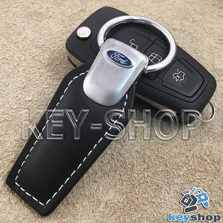 

Брелок для авто ключей Ford (Форд) кожаный, Черный
