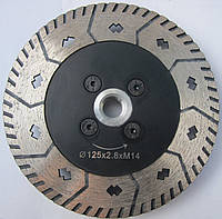 Алмазный диск на фланце для резки и шлифовки гранита MULTI 2/1 Turbo 125x2,8x10/24x22/M14F